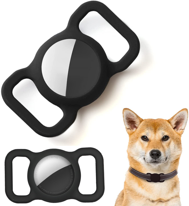 Apple AirTag shell collar de silicona para perros Negro 2 paquetes