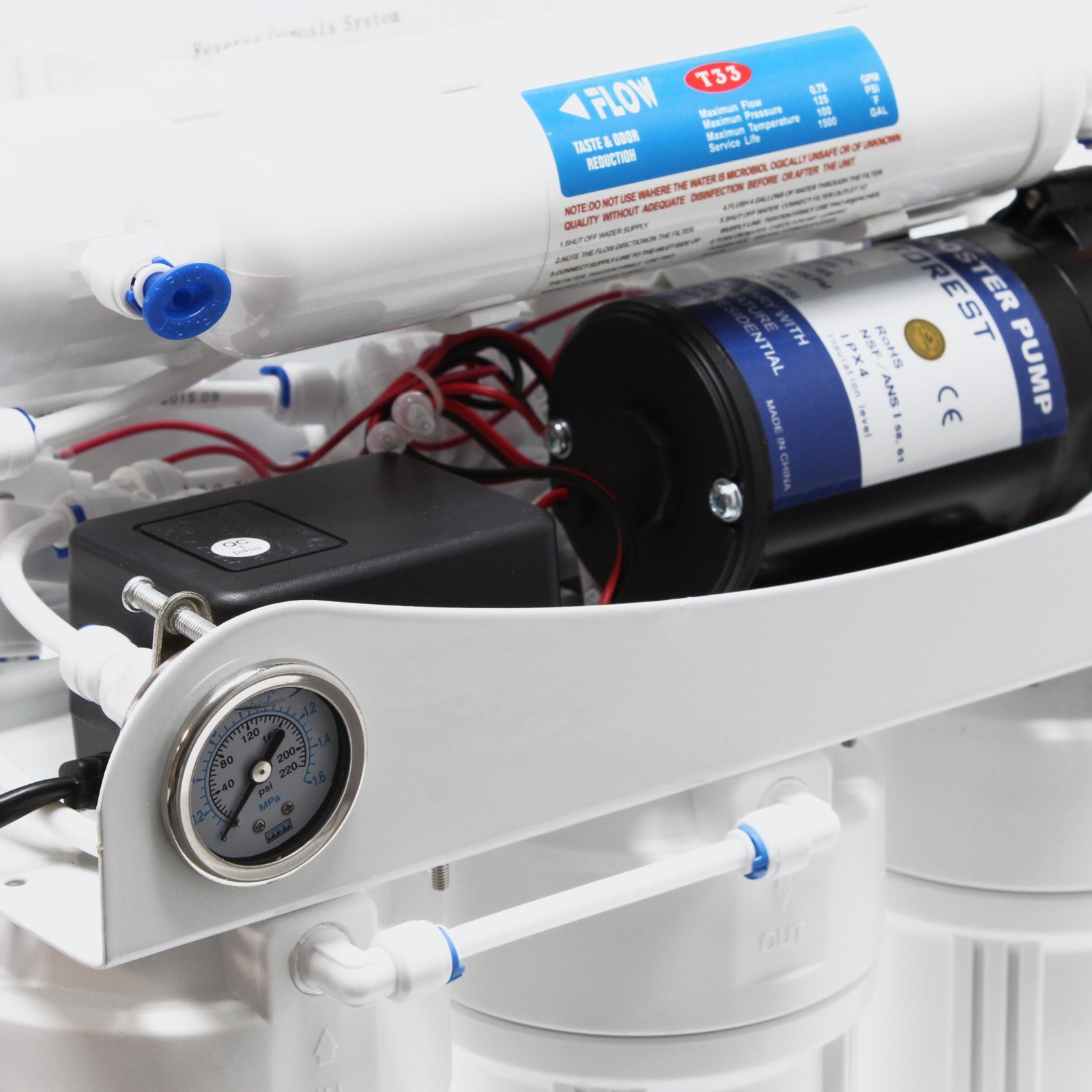 NW-RO50-F – Système Osmose Inverse (RO) à 5 étapes – 190 l/jour 50 GPD – Pompe booster Manomètre – Montage mural Sous évier – Osmoseur… Naturewater... - 4