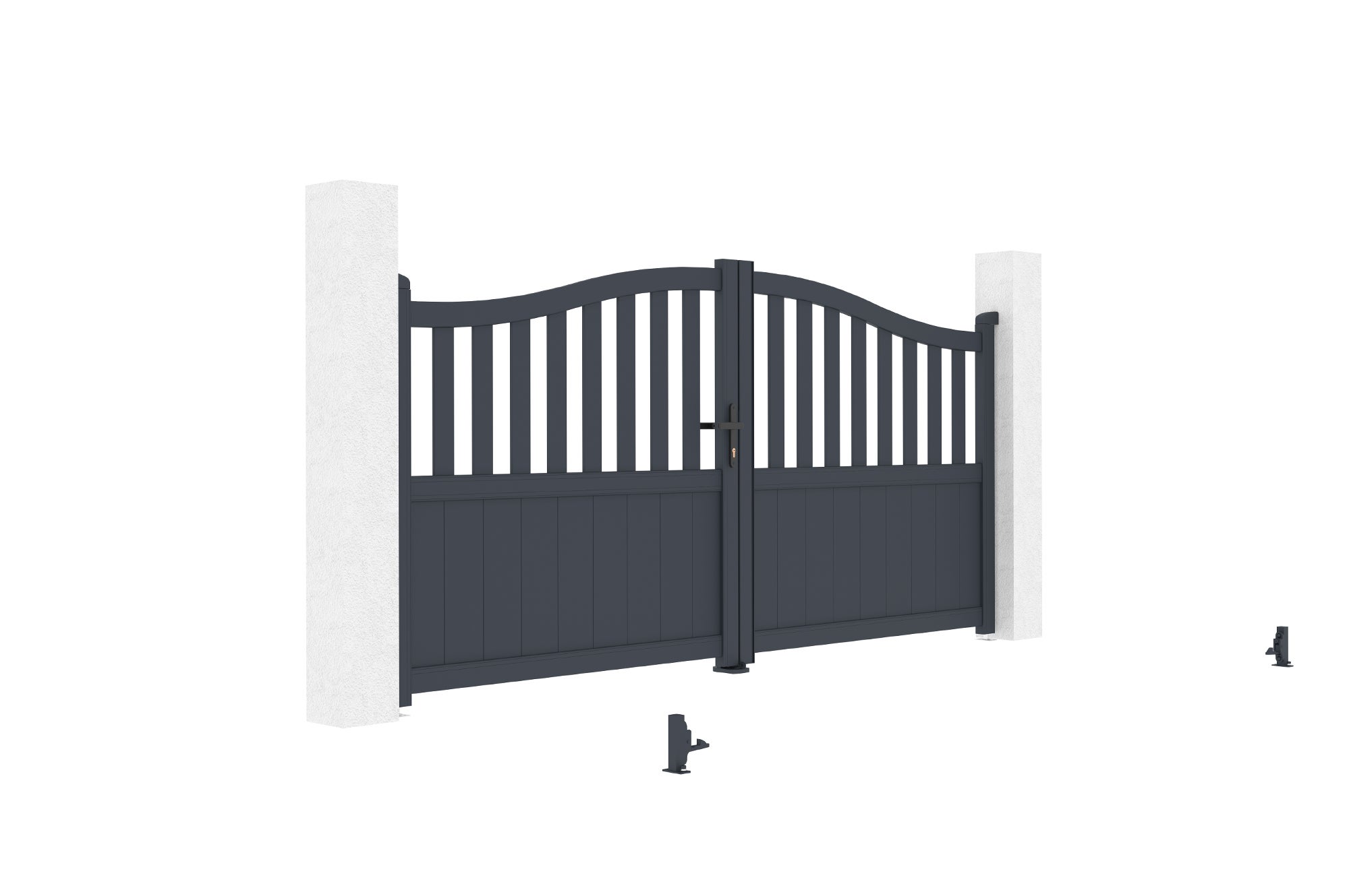 Portail battant 3m MEIJE H.140cm aluminium gris - 8