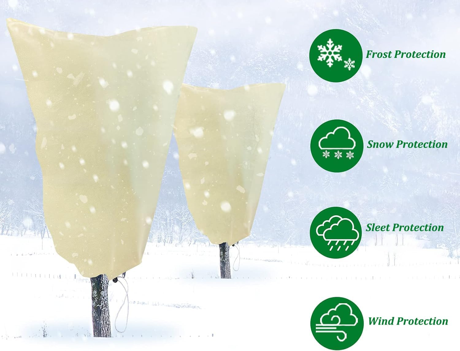 Osłona mrozoodporna na rośliny - Osłona na rośliny na zimę - ze ściągaczem i zamkiem błyskawicznym - 180 cm x 240 cm - Beżowa