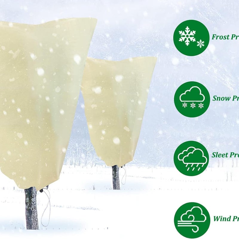 Osłona mrozoodporna na rośliny - Osłona na rośliny na zimę - ze ściągaczem i zamkiem błyskawicznym - 180 cm x 240 cm - Beżowa