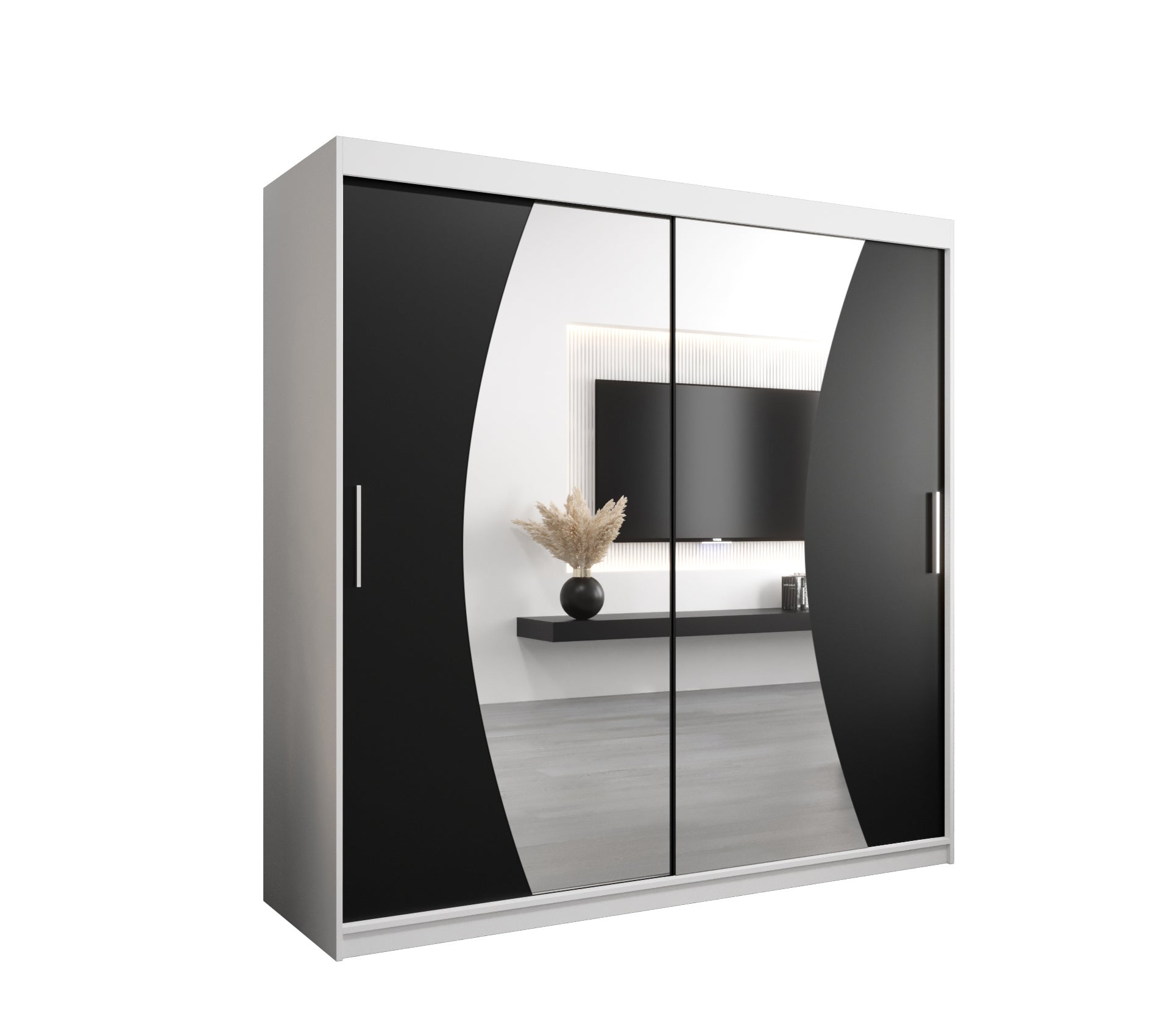 Szafa przesuwna garderoba WAVE 200 x 62 x 200 cm Biały + Czarny - Abiks Meble