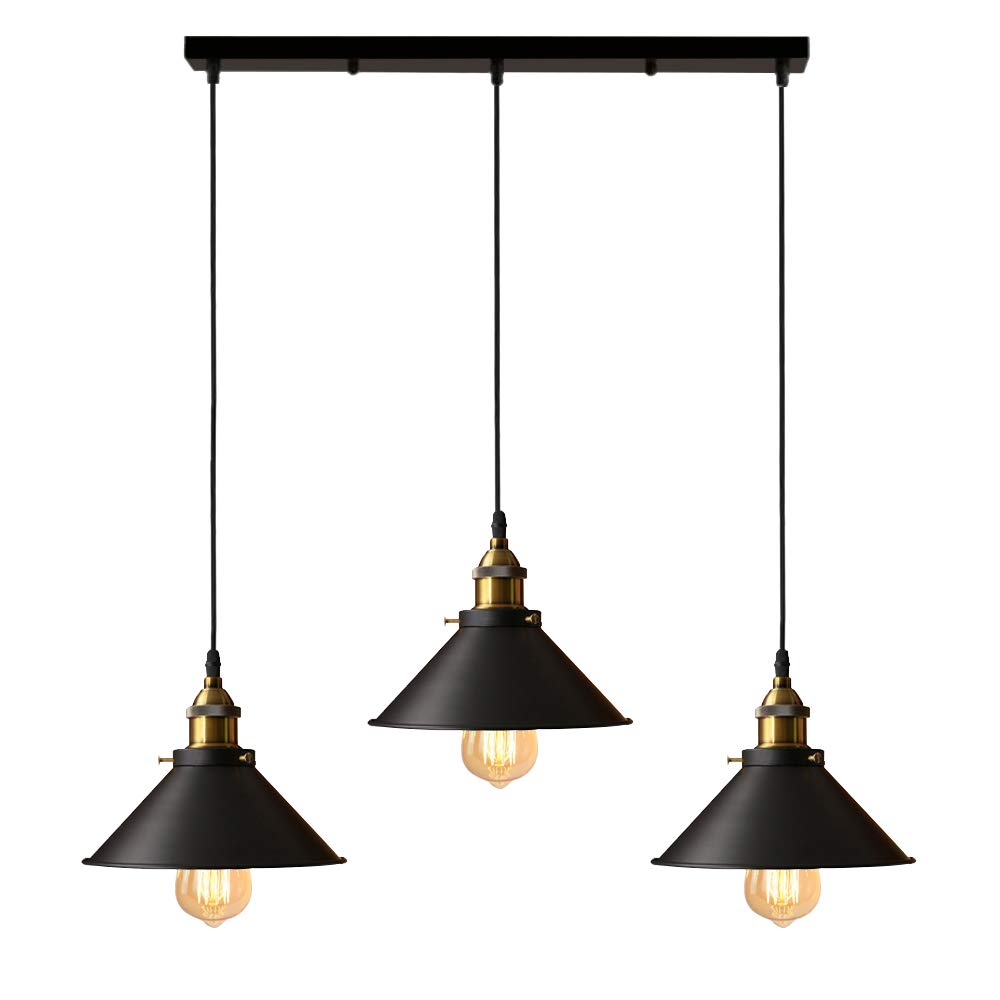 Żyrandol z światłami przemysłowa lampa sufitowa żyrandol wiszący metalu regulowany kabel czarny odpowiedni kuchni jadalni żarówka nie jest dołączona