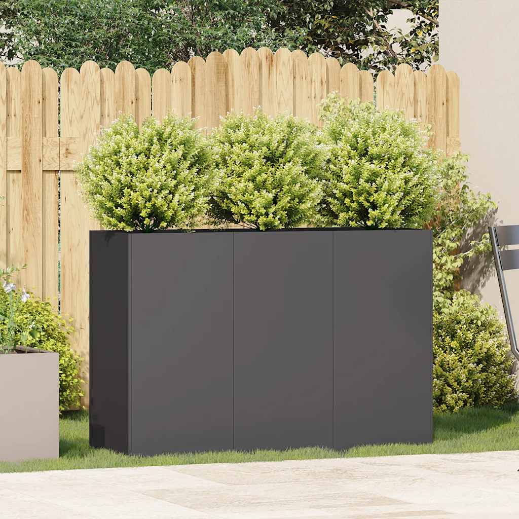 Vaso floreira 120x40x80 cm aço laminado a frio preto vidaXL - 3