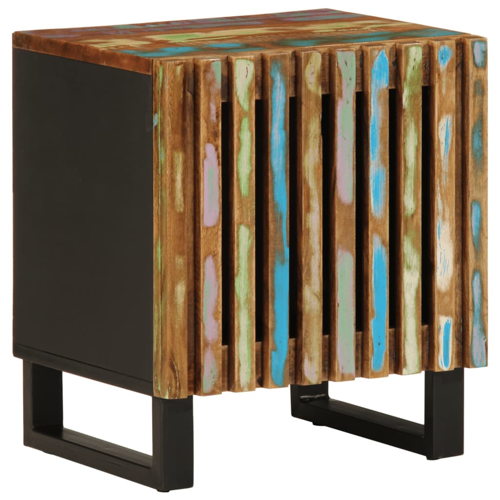 Stolik nocny vidaXL Drewno Masowe z Recyklingu 40x34x46 cm Styl Industrialny