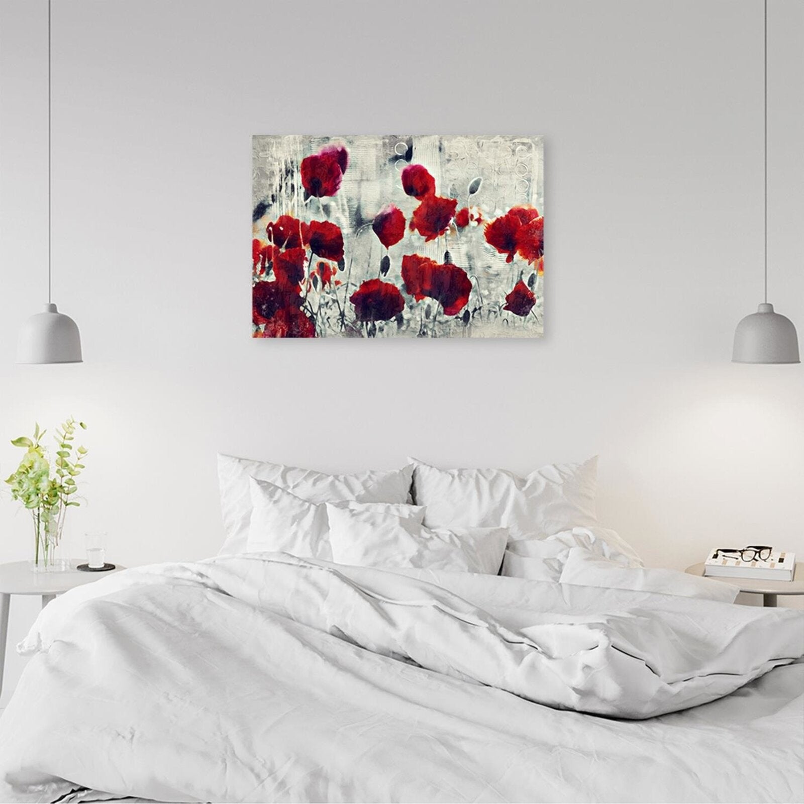 Tableau coquelicots abstraits bois - 120 x 80 cm - 4