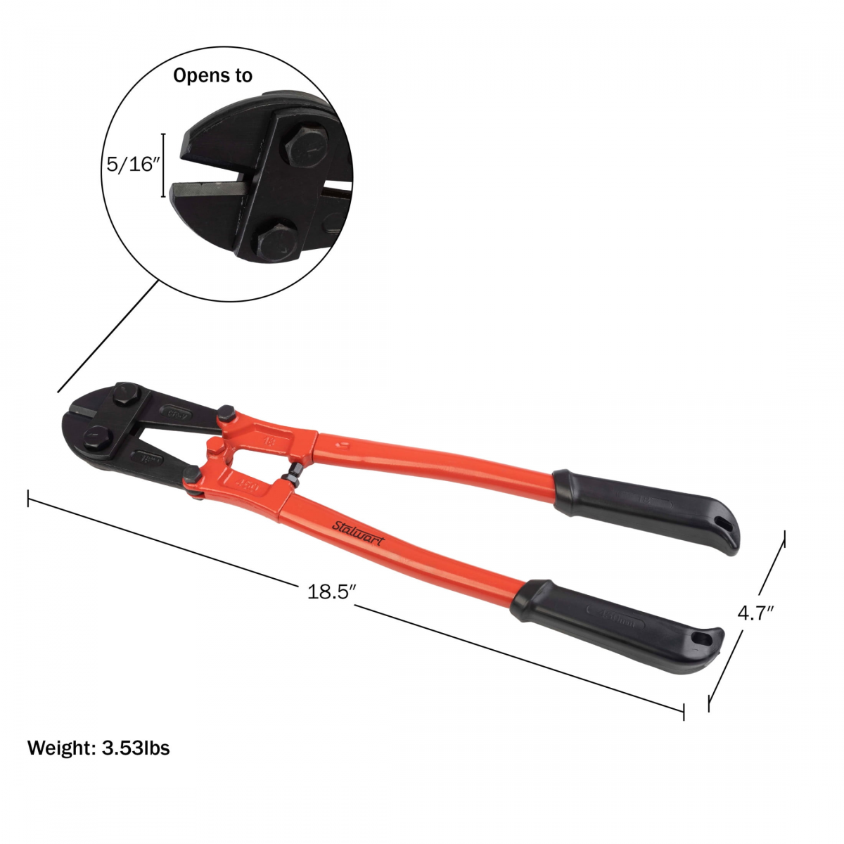 Le tronchesi Stalwart da 45,7 cm (18 pollici) tagliano catene, cavi, bulloni e lucchetti fino a 7,9 mm (5/16 di pollice). - 2