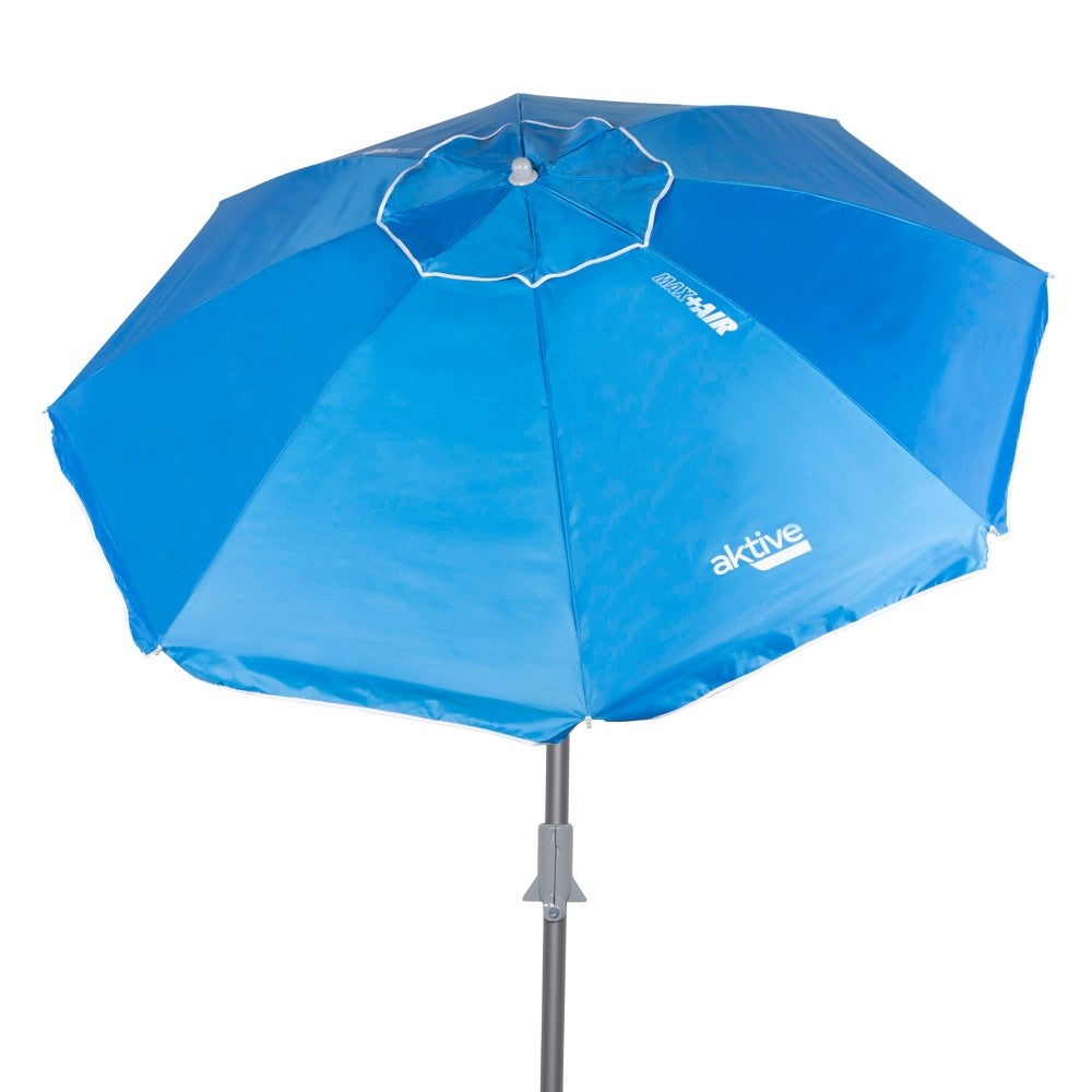 Sombrilla playa antiviento ø190 cm azul c/mástil inclinable aktive