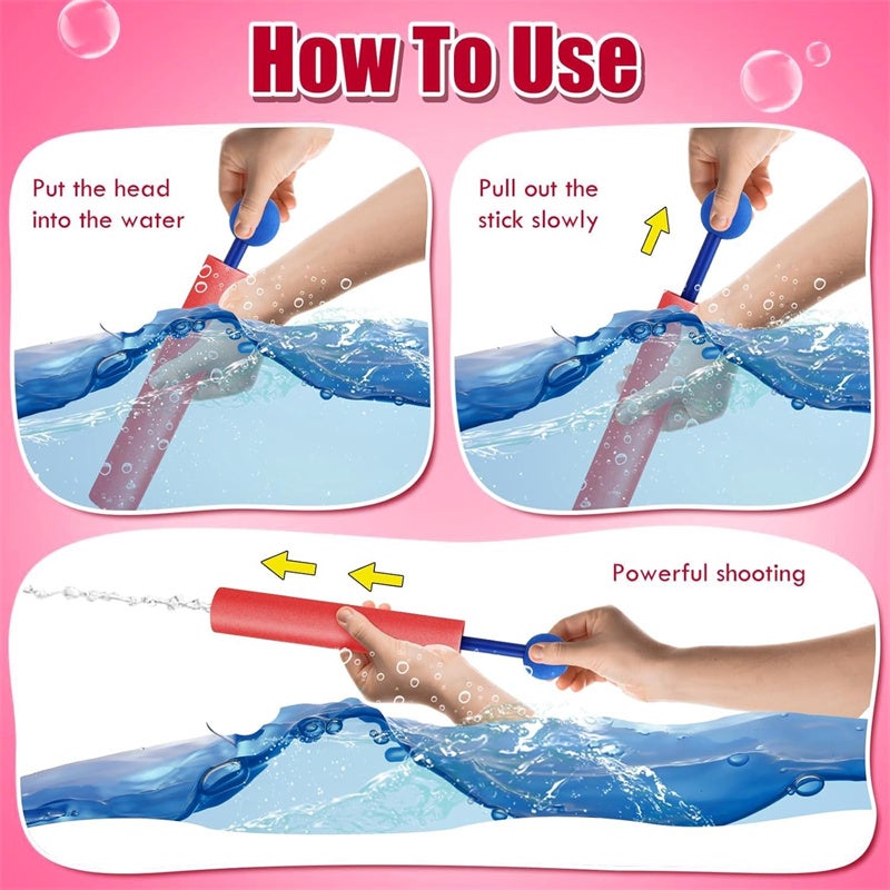 Lot de 8 pistolets à eau à mousse pour enfants et adultes, pistolets à eau super amusants pour piscine, plage, jardin, jeux d'été - 8