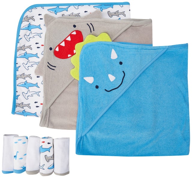 Simple Joys by Carter's 8-Piece Towel And Washcloth Set Baby-Bath-Towels, Squalo, Taglia Unica Bimbo