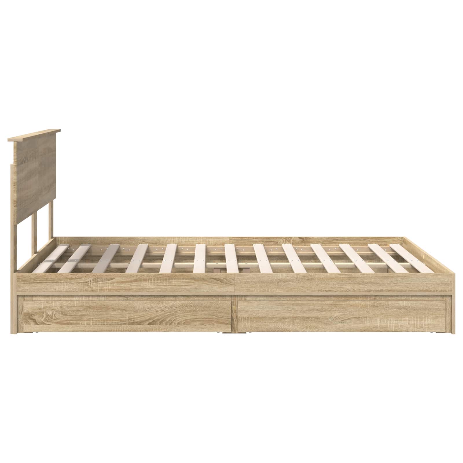 Lit de rangement chêne 140 x 200 cm panneau de bois - 9
