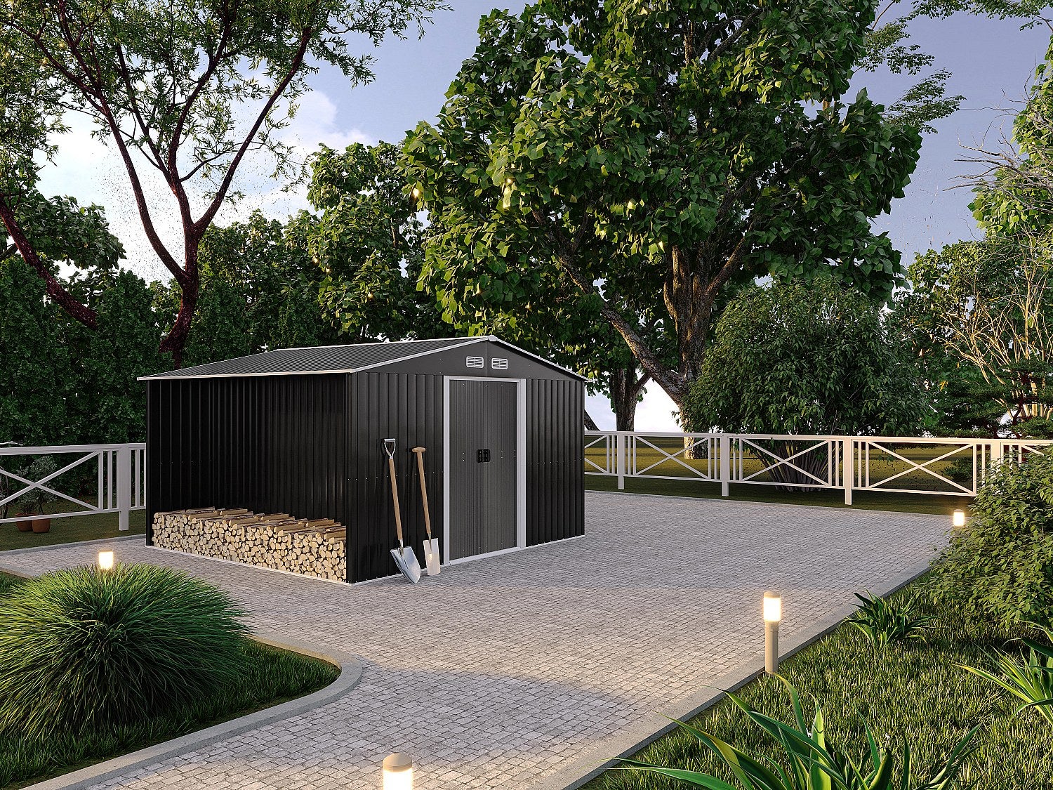 Wiata ogrodowa ze stali galwanizowanej w kolorze szarym LERY - 10,5m²