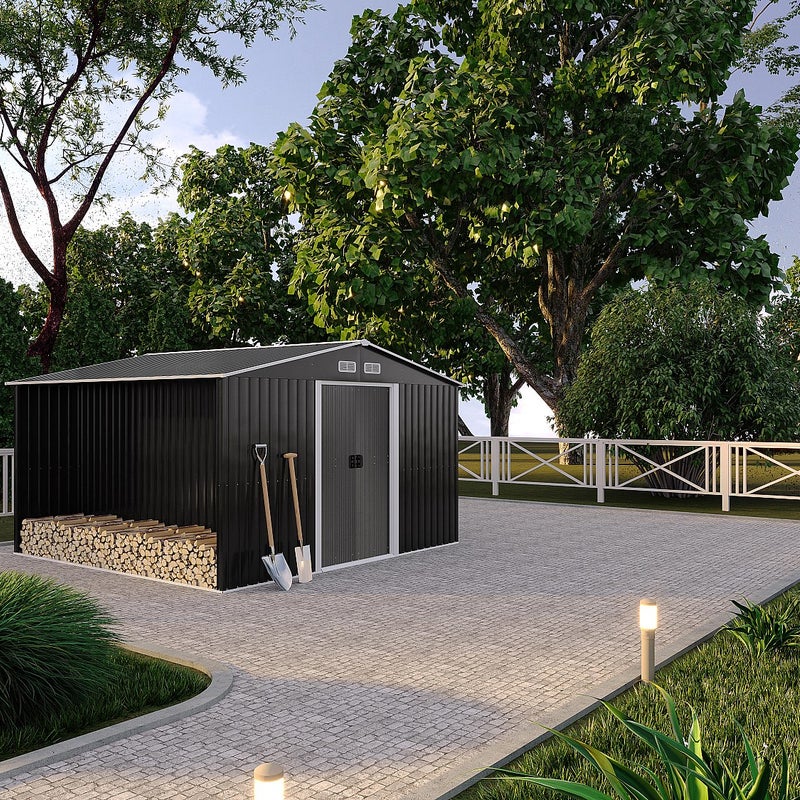 Wiata ogrodowa ze stali galwanizowanej w kolorze szarym LERY - 10,5m²