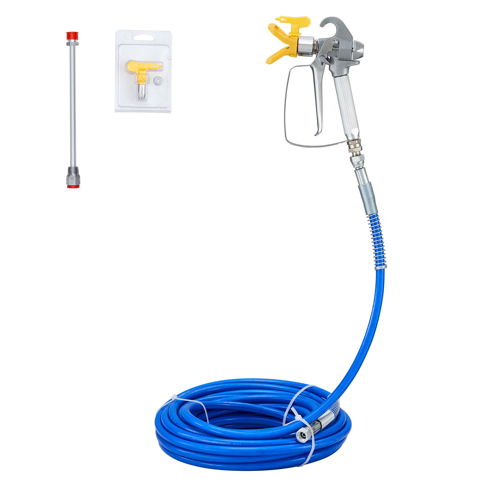 Zestaw węży do natrysku bezpowietrznego VEVOR, 50 stóp, 3600 psi, rura z włókna wysokociśnieniowego z 8-calowym drążkiem przedłużającym, w tym końcówk