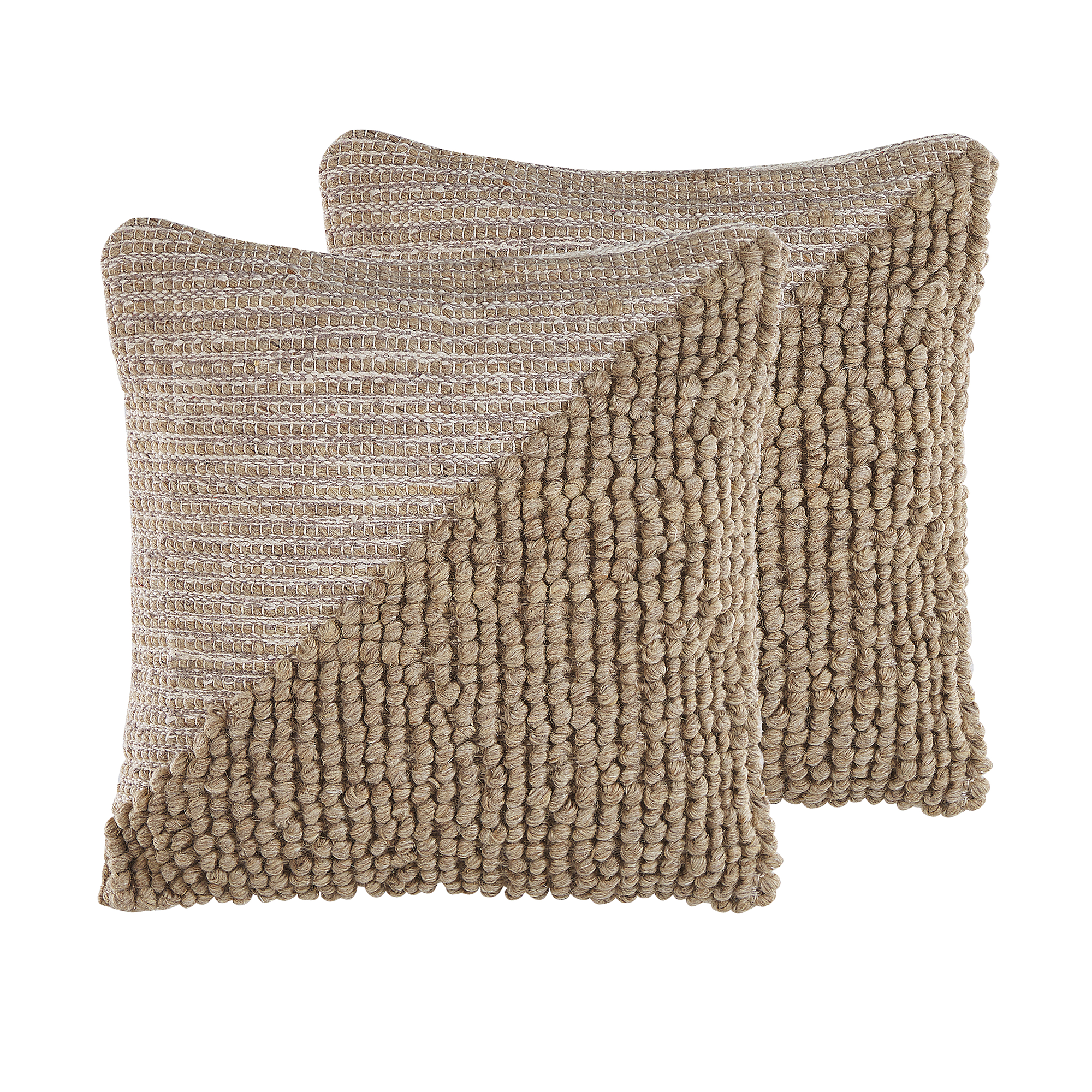 Beliani conjunto de 2 cojines decorativos aslanapa algodón 45 x 45 cm beige liso