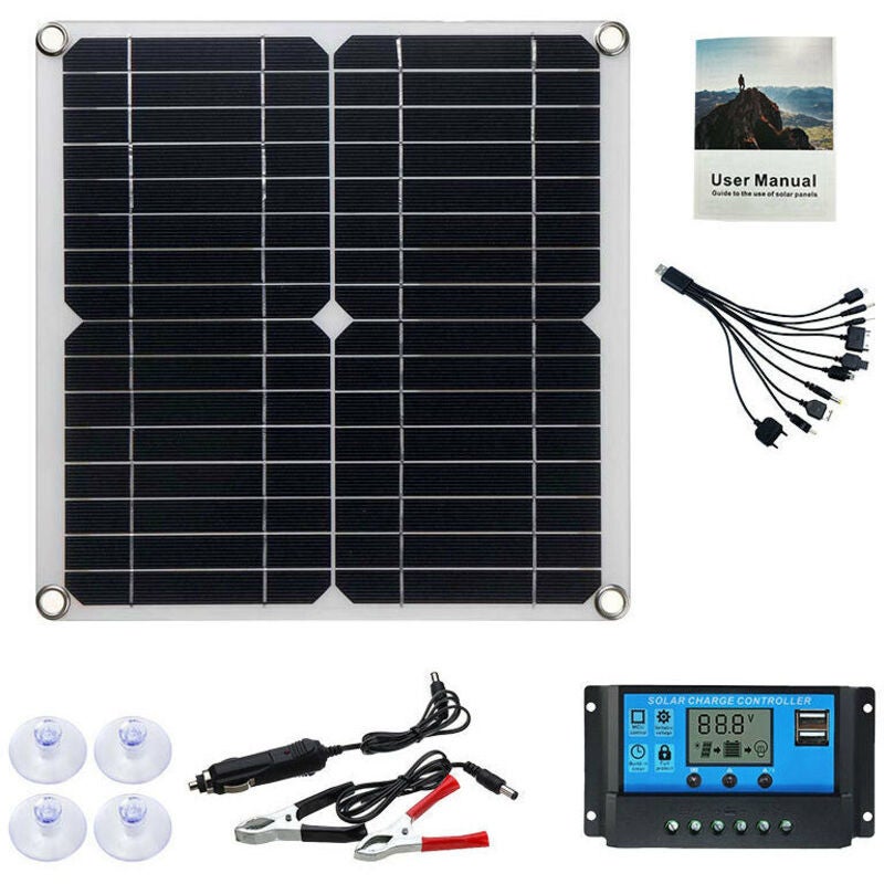 Panou solar monocristalin de 12W, 100A, controler de modul fotovoltaic pentru încărcător de baterie auto, rulote, casă și grădină