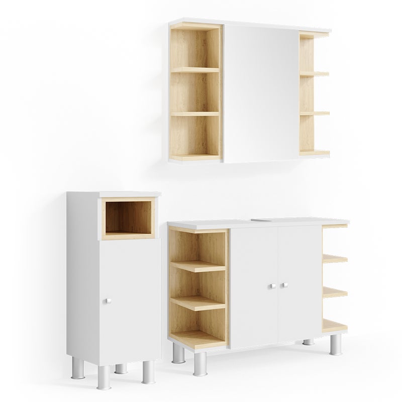 Vicco Zestaw mebli łazienkowych Aquis, Biały, 3 części