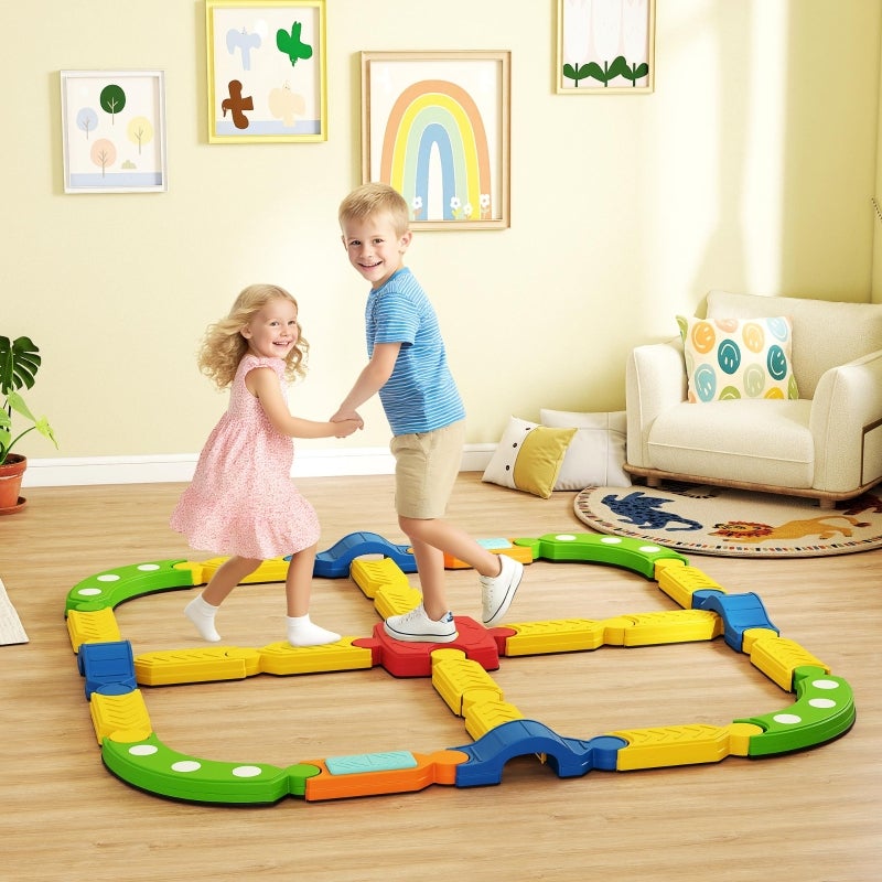 Bunblic Poutre d'Équilibre Parcours d'Obstacles Multiple Améliorer la Force Antidérapant Blocs d'Équilibre Intérieur et Extérieur pour Enfants d'Âge Préscolaire Enfants 8 Pcs Coloré