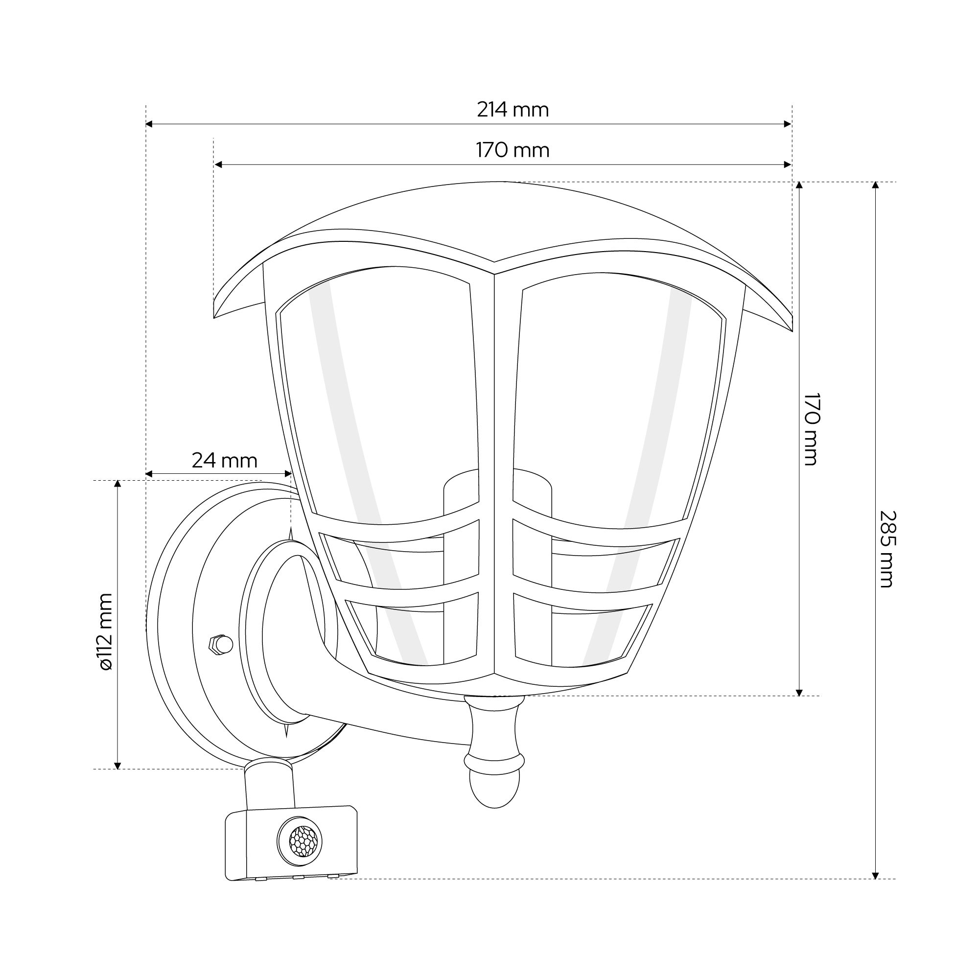 Applique murale extérieure avec détecteur de mouvement Imma Black Sensor E27 Noire IP44 EDO SOLUTIONS - 4