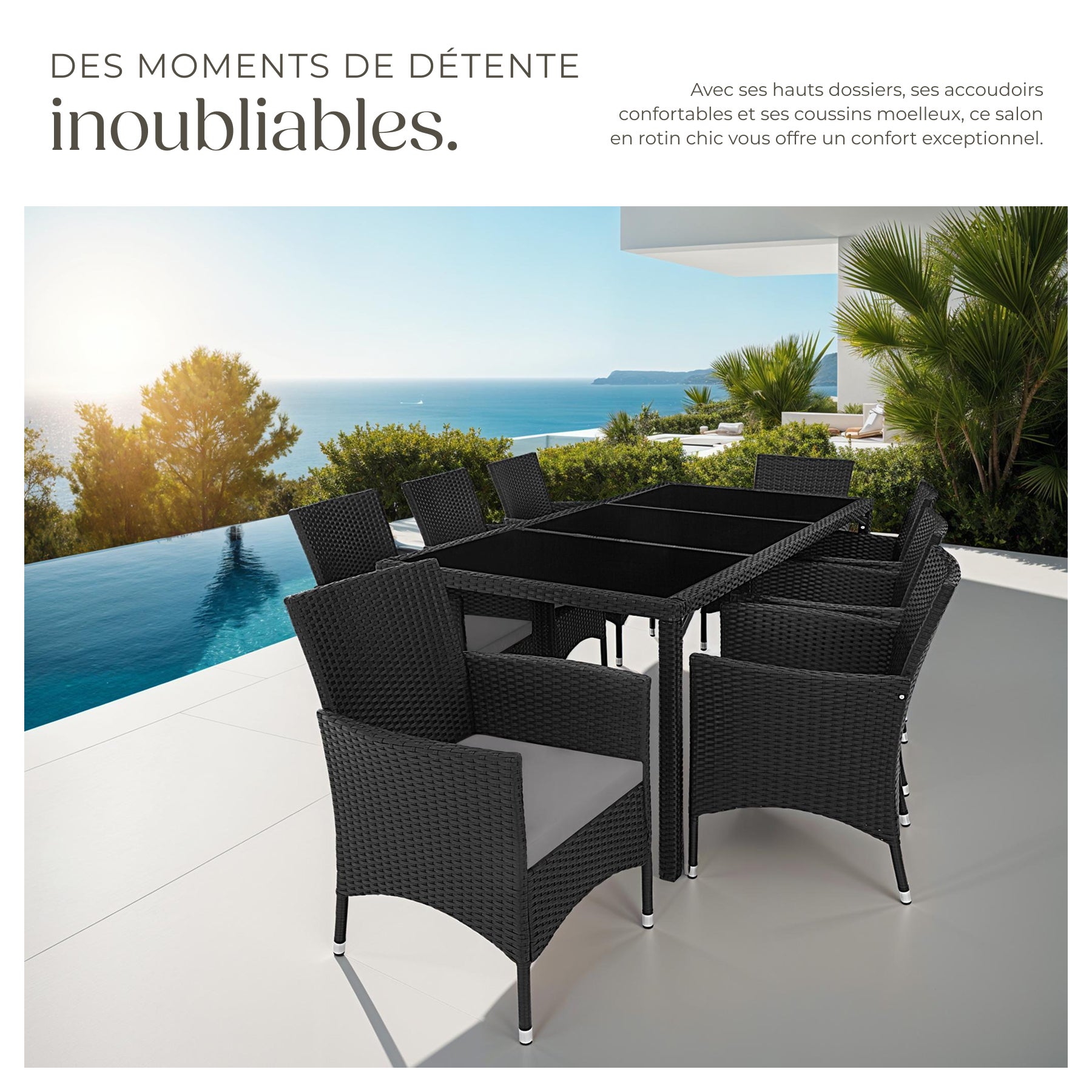 TECTAKE Conjunto de rattan Para 8 pessoas - 4
