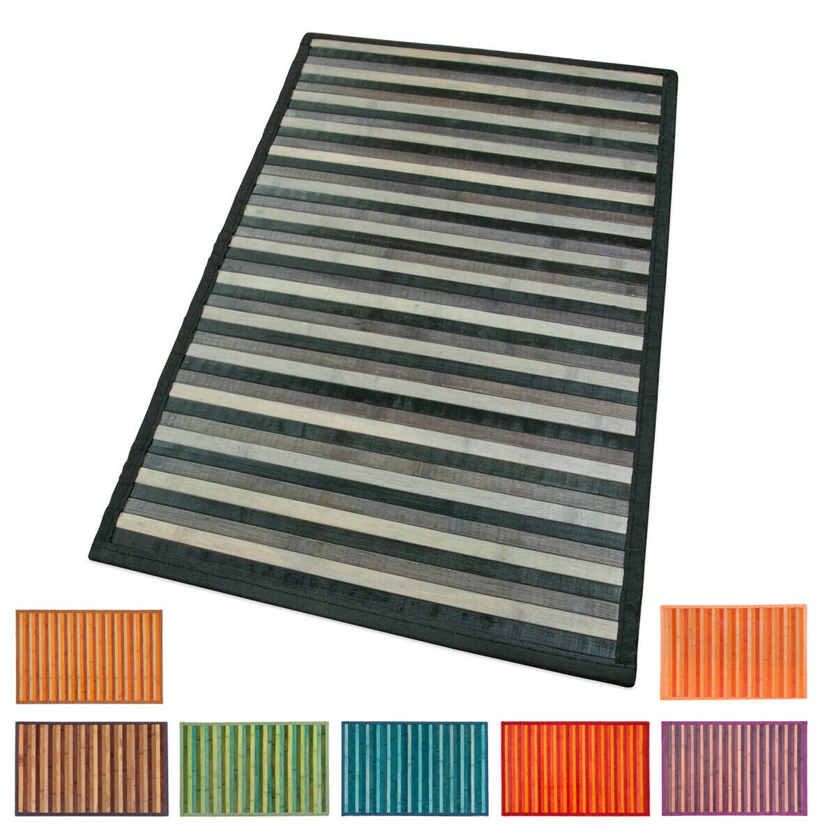 Alfombra de Bambú 50x175 cm Estera Cocina Baño Dormitorio Mantel Individual Desayuno Retro Degradè Antideslizante Verde - 4