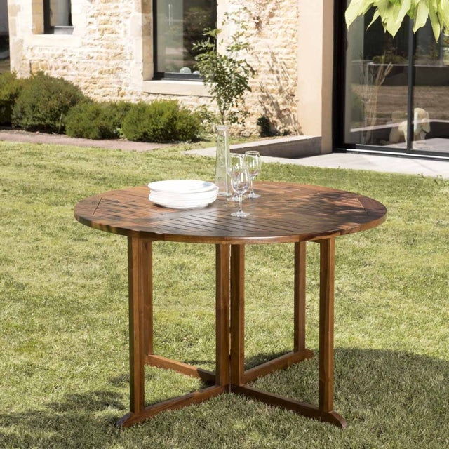Table de salle à manger ronde en bois massif avec plateau tournant Style nordique 130 cm de diamètre Idéal pour salle à manger