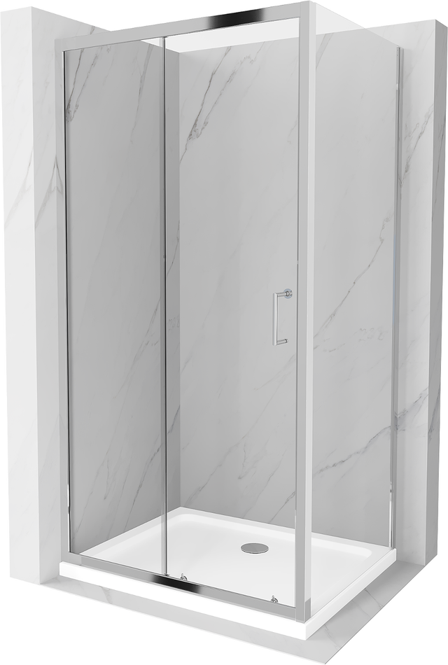 Mexen Apia cabina de duche deslizante 130 x 70 cm, transparente, cromado + base de duche Flat - 840-130-070-01-00-4010