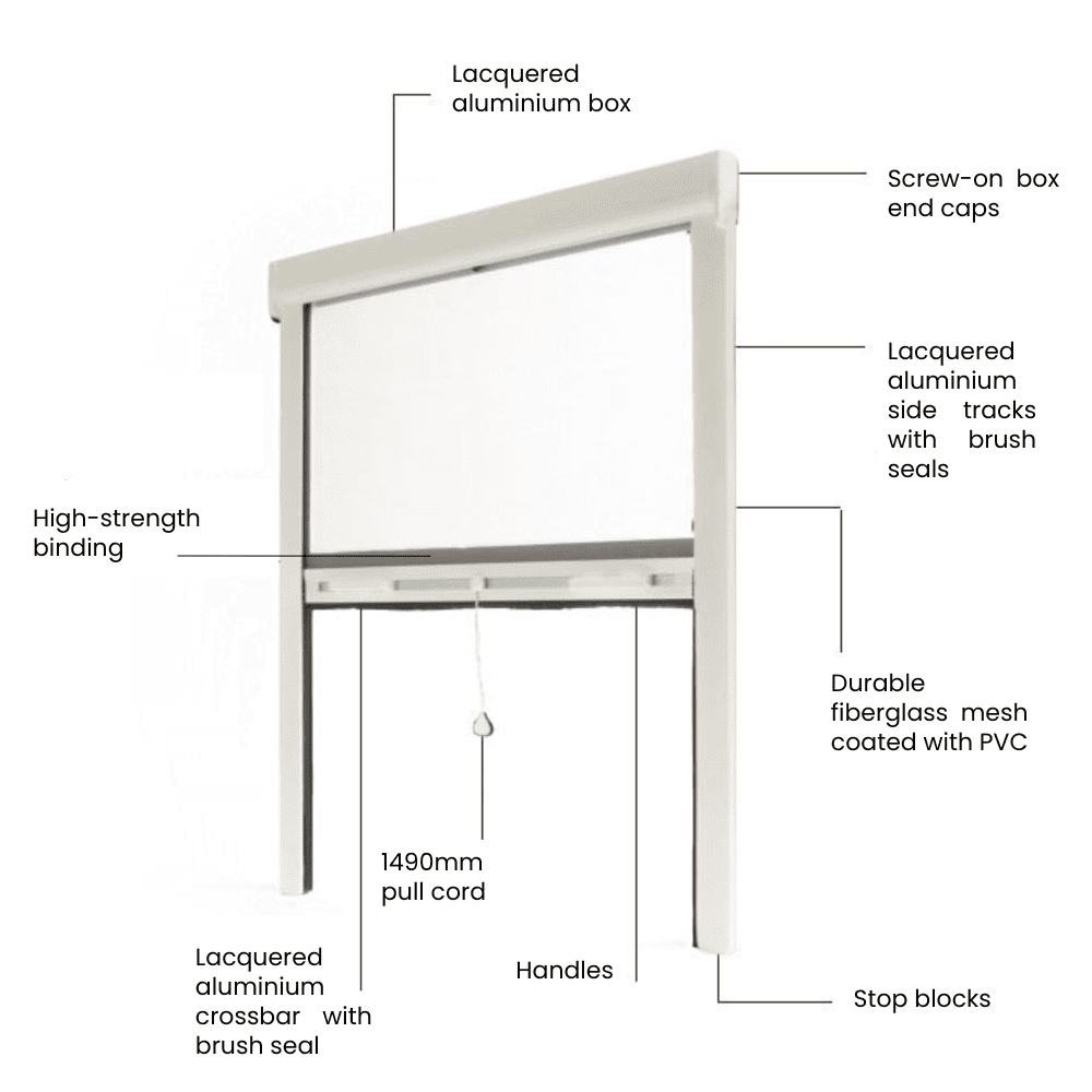 Moustiquaire 100x80 cm à enroulement vertical pour fenêtre alu blanc – Luxe AVOSDIM - 8