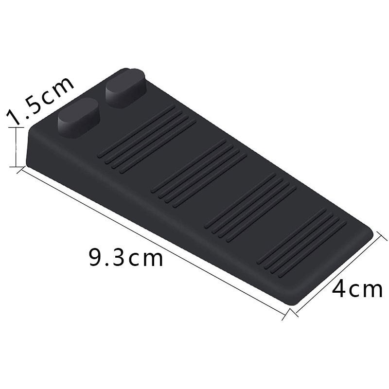 Cinque fermaporta in gomma morbida, regolabili in altezza, antiscivolo, proteggono pavimenti e pareti (neri). - 2