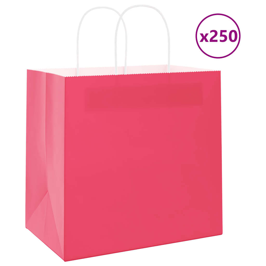 Sacs En Papier Kraft 250 Pcs，sacs Kraft Avec Poignées Rose 54x15x49 Cm 