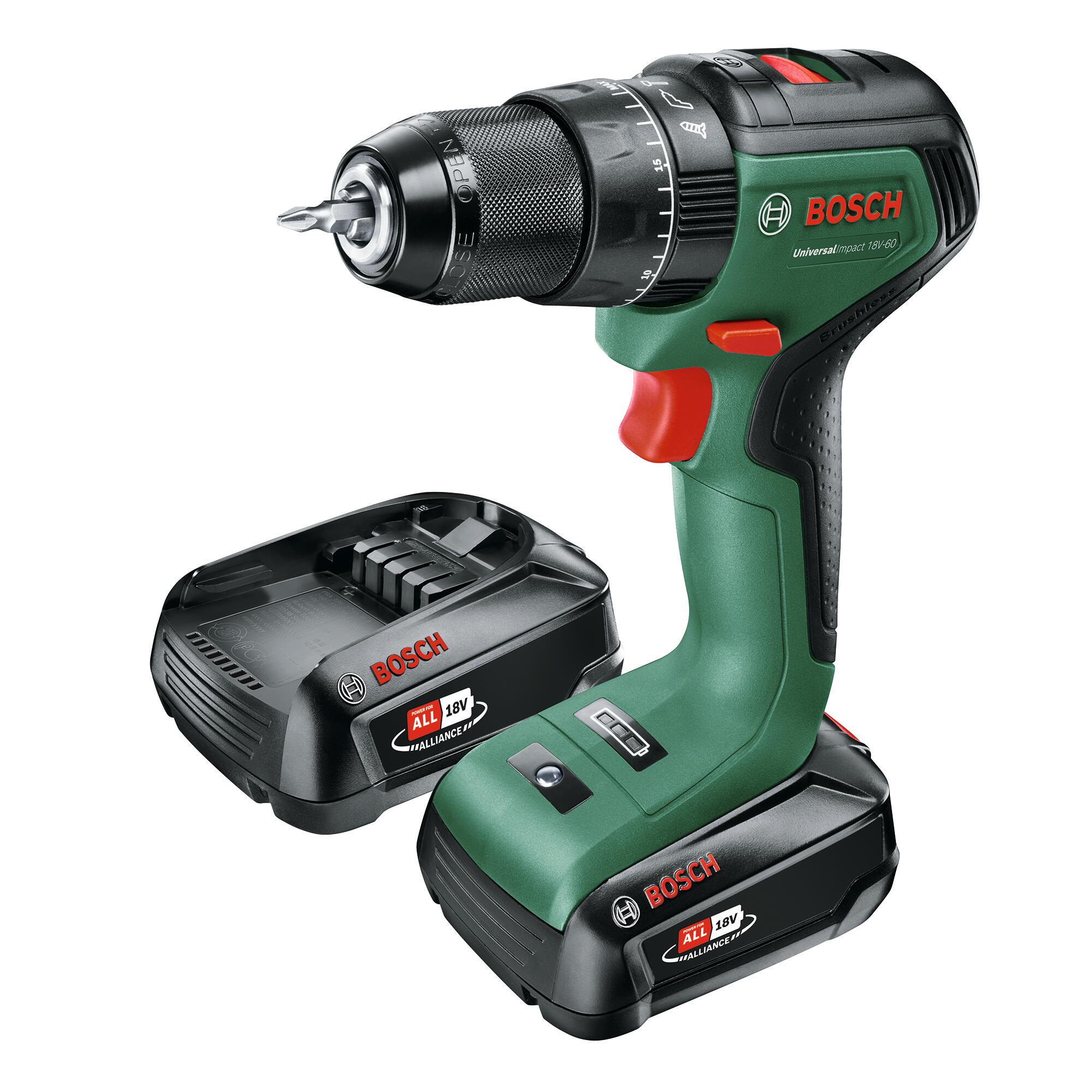 Wiertarko-wkrętarka udarowa 18 V BOSCH UniversalImpact 18V-60, 60 Nm + 2 akumulatory 2Ah