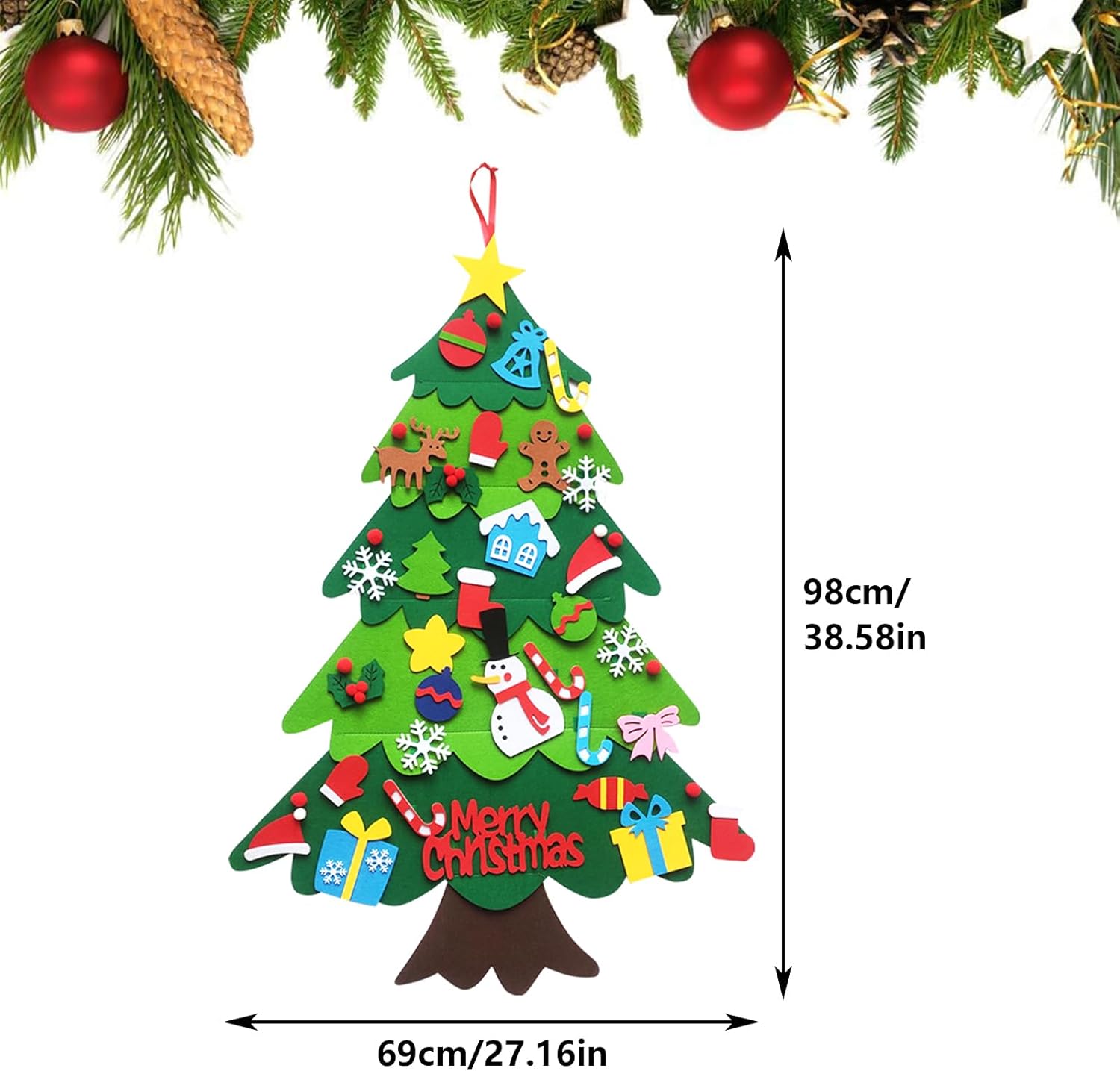 Enfants DIY Feutre Sapin De Noël Calendrier Ornements Porte Tenture Décoration Fête Cadeau LUCKY364734 - Maison