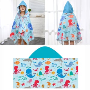 Cape De Bain Enfant Fille - Serviette à Capuche Longue, Absorbante Et Douce | Pour Piscine, Plage, Maison | Taille Unique Enfant
