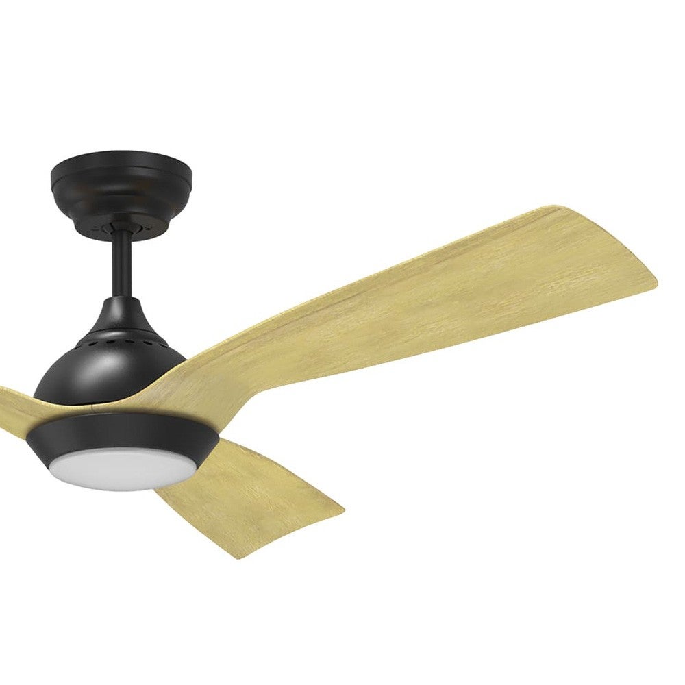 Ventilatore da soffitto silenzioso con luce LED 12W Corus nero con pale in legno e telecomando ø132cm - 2