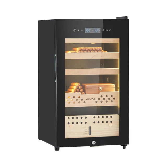 Humidificateur Cigare Électrique VEVOR 70 L Capacité 400PCs, Étagères et Tiroirs, 4 Niveaux, Contrôle Constant l'Humidité et la Température