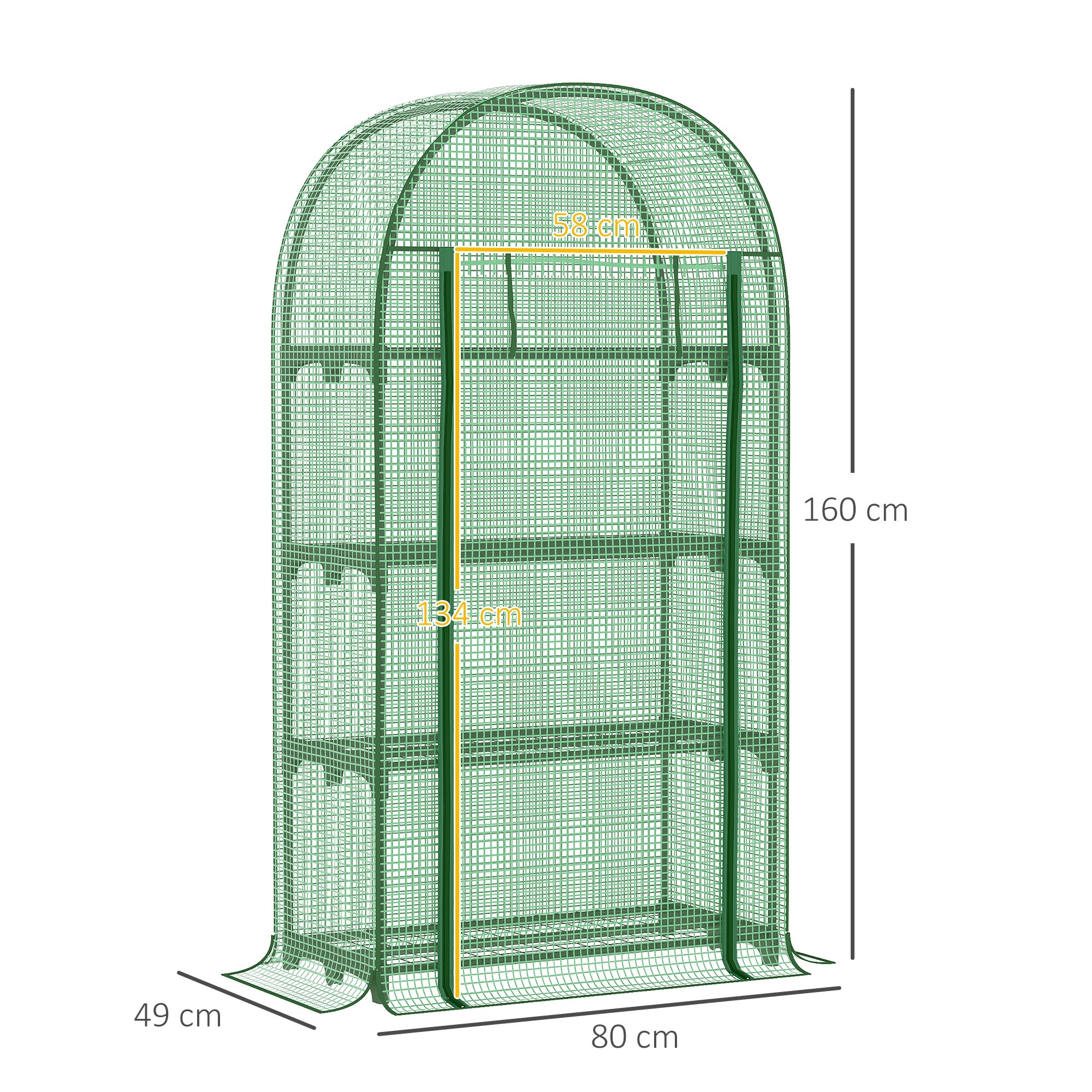 Serre de jardin - serre de balcon - Outsunny - résistante UV - porte enroulable 4 étagères - couverture PE - 80 x 49 x 160 cm vert - 3
