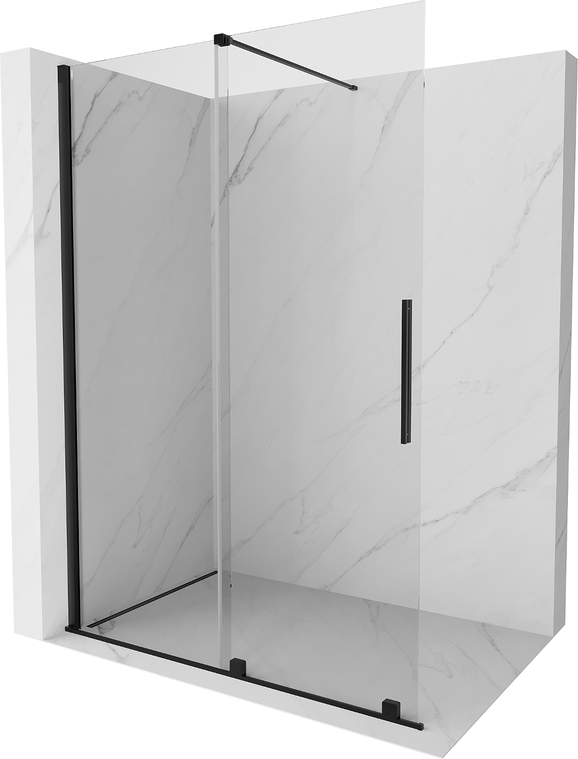 Mexen Velar ścianka prysznicowa rozsuwana Walk-in 160 x 200 cm, transparent 8 mm, czarna - 871-160-000-03-70