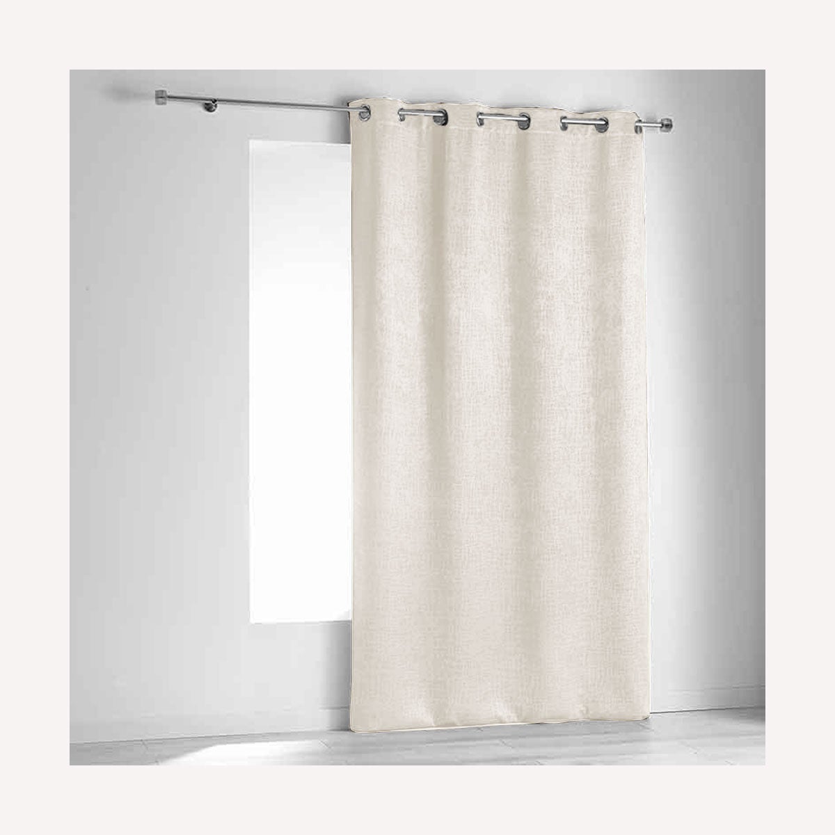 Tissu uni non feu M1 en velours fiore - Ecru - 280 cm - Polyester/Velours - 2