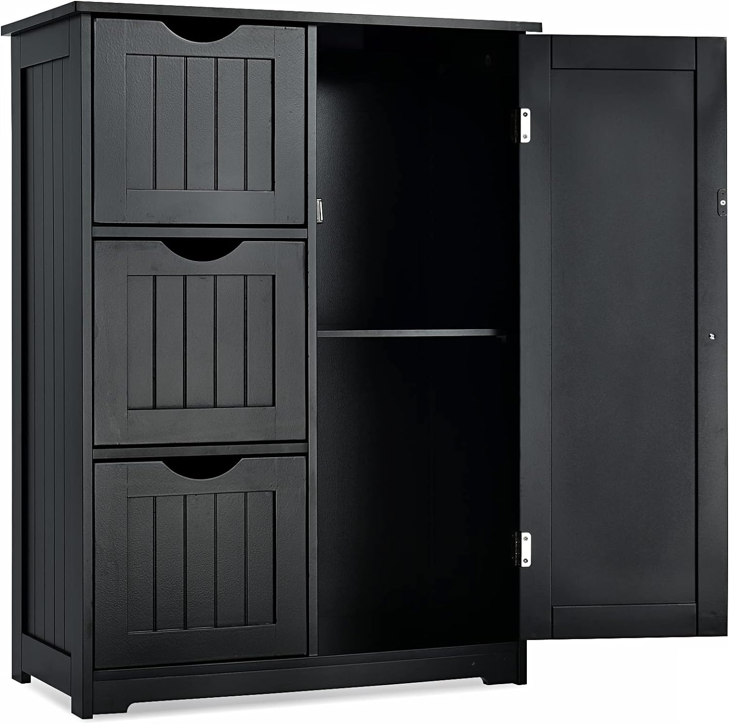 Mueble baño, armario de suelo para el baño, 3 cajones y 1 armario, estante ajustable para salón, baño, dormitorio, oficina, armario de almacen