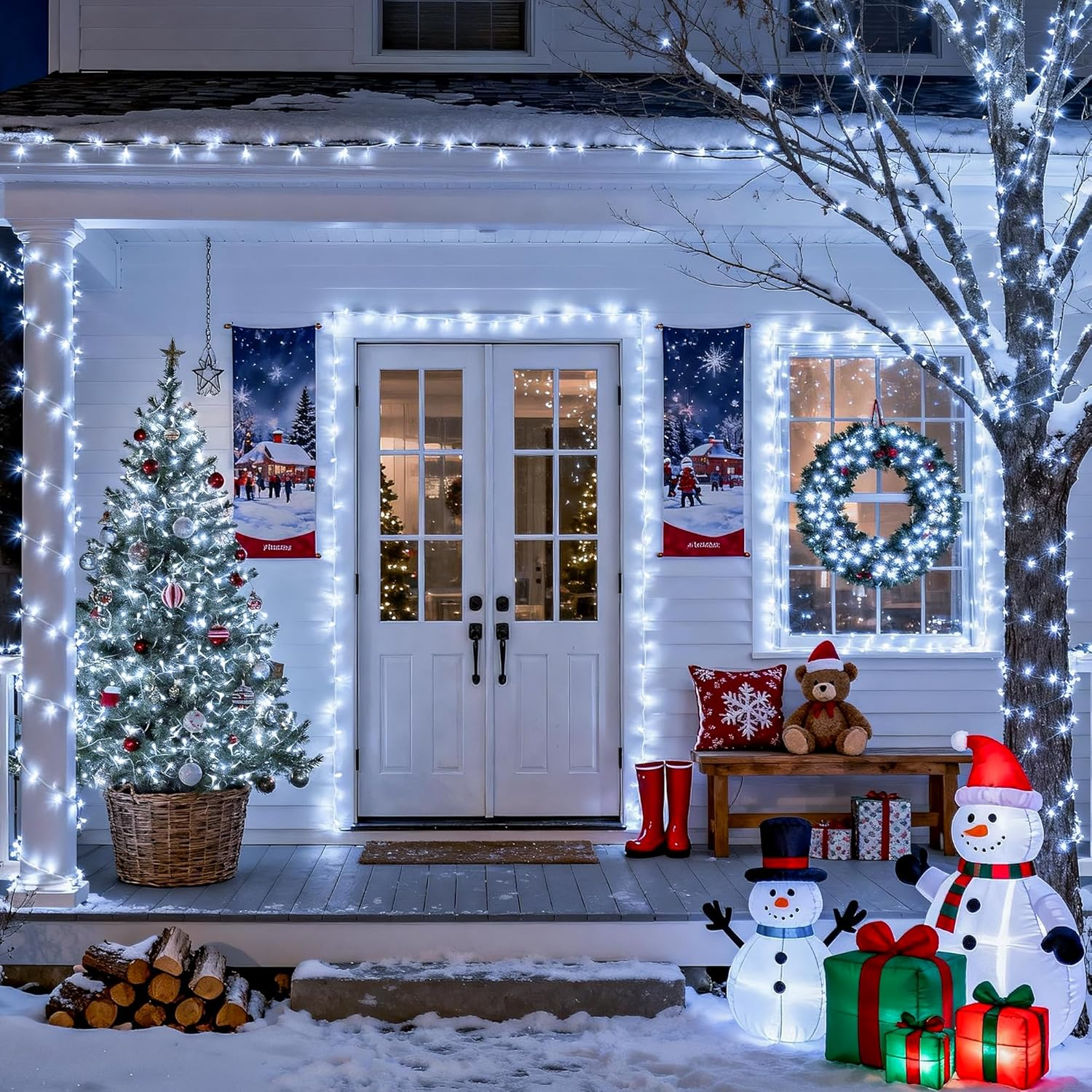 Guirnalda de luces LED navideñas para interior y exterior, 25 m - 1000 LED, Luz decorativa impermeable para árbol de Navidad con control remoto - 4