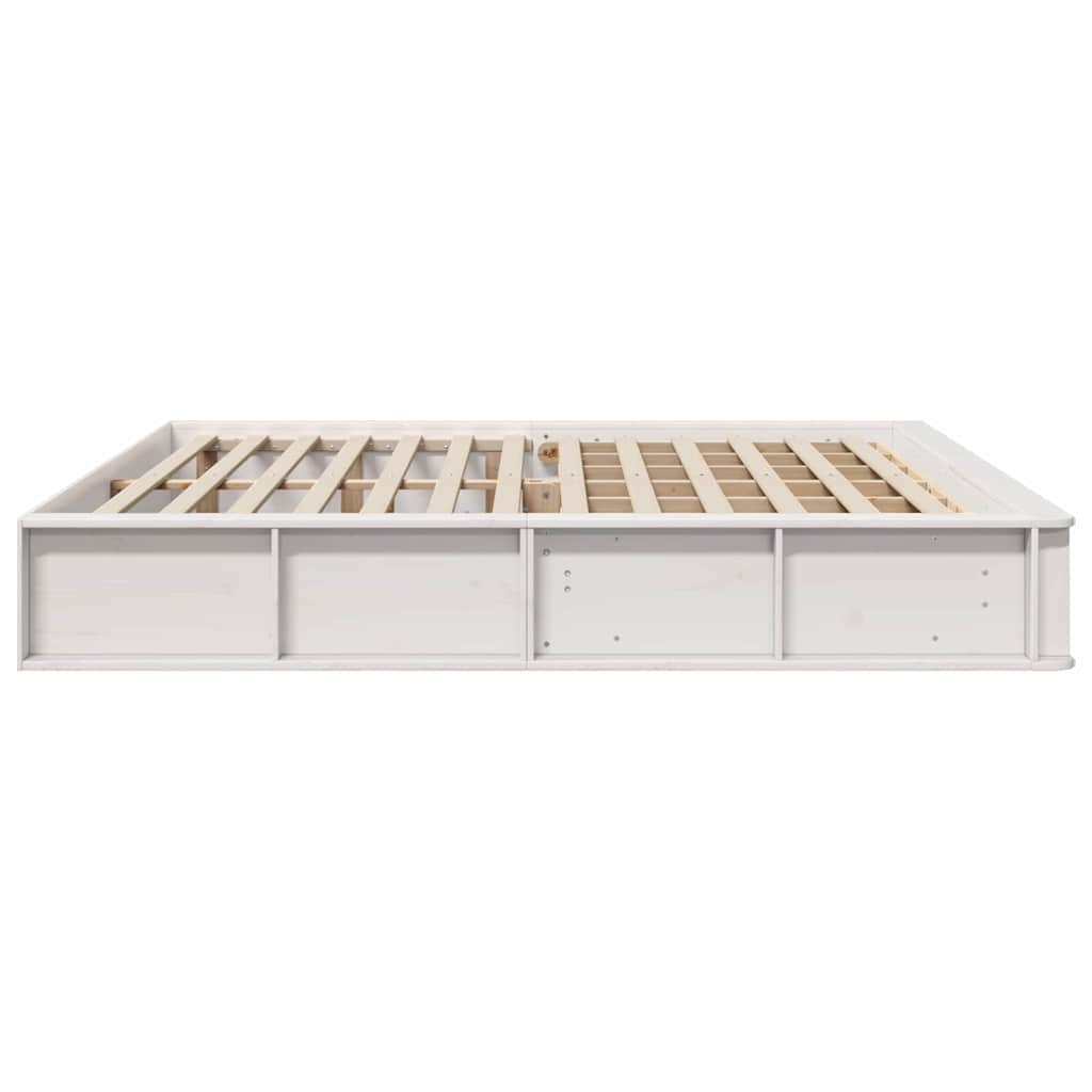 Cadre de lit blanc en bois de pin massif pour la chambre, 180 × 200 cm - 6