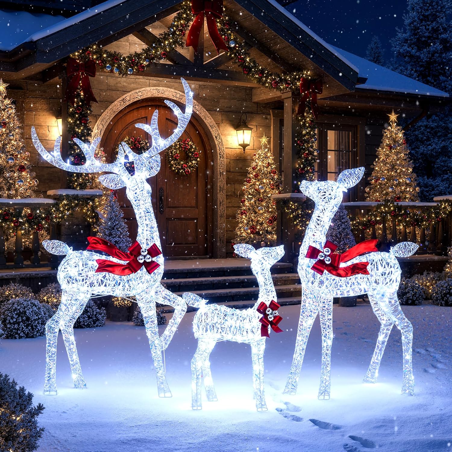 2 Arbres De Noël Pré-éclairés En Urnes – 42 Pouces, 50 Lumières, Décoration Intérieure