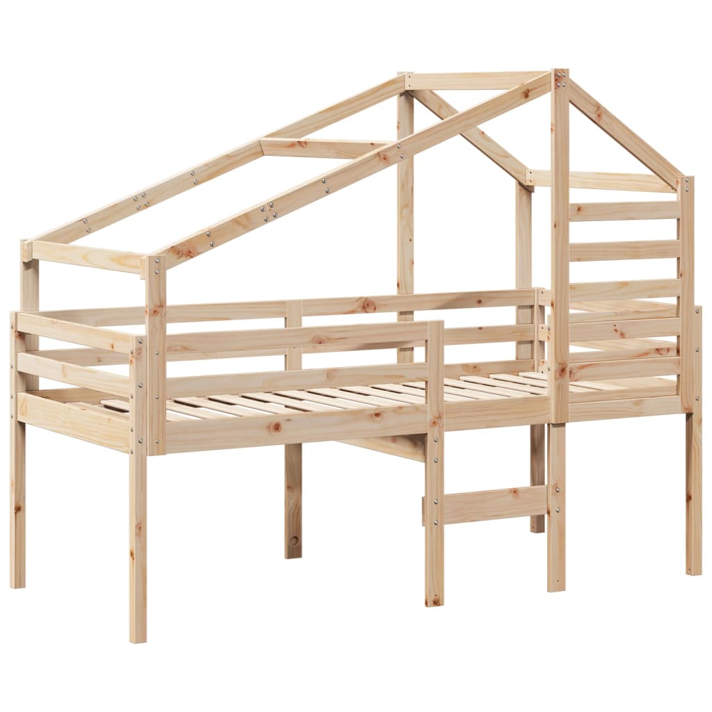 Lit haut avec toit 75x190 cm bois de pin massif - 3