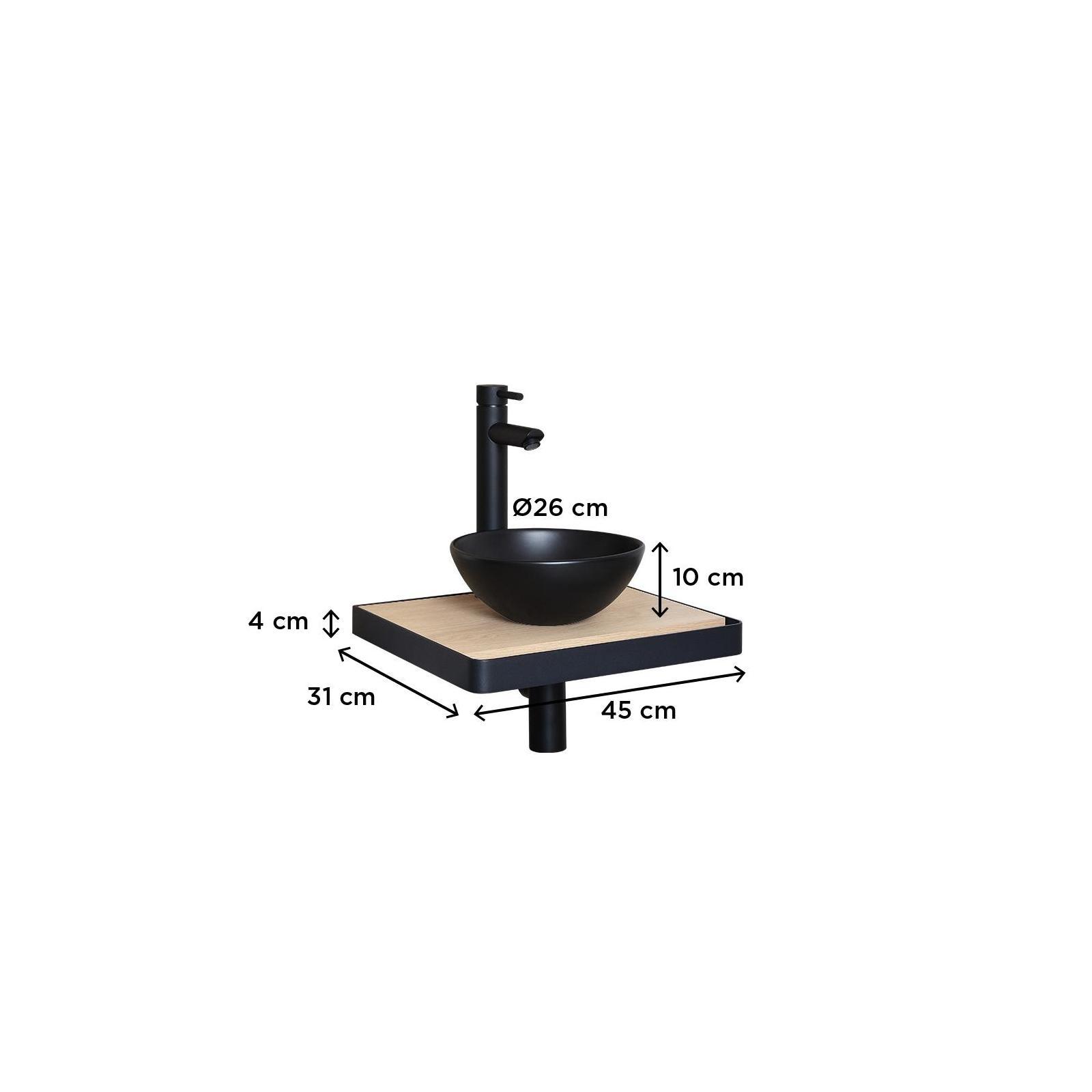 Meuble lave-mains SOHO avec porte serviette et vasque noire - 4