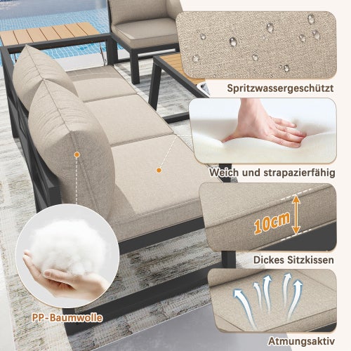 Sofá modular exterior ferro cinza, encostos/braços reclináveis, balde gelo, almofadas 10cm, jardim/varanda/piscina - 9
