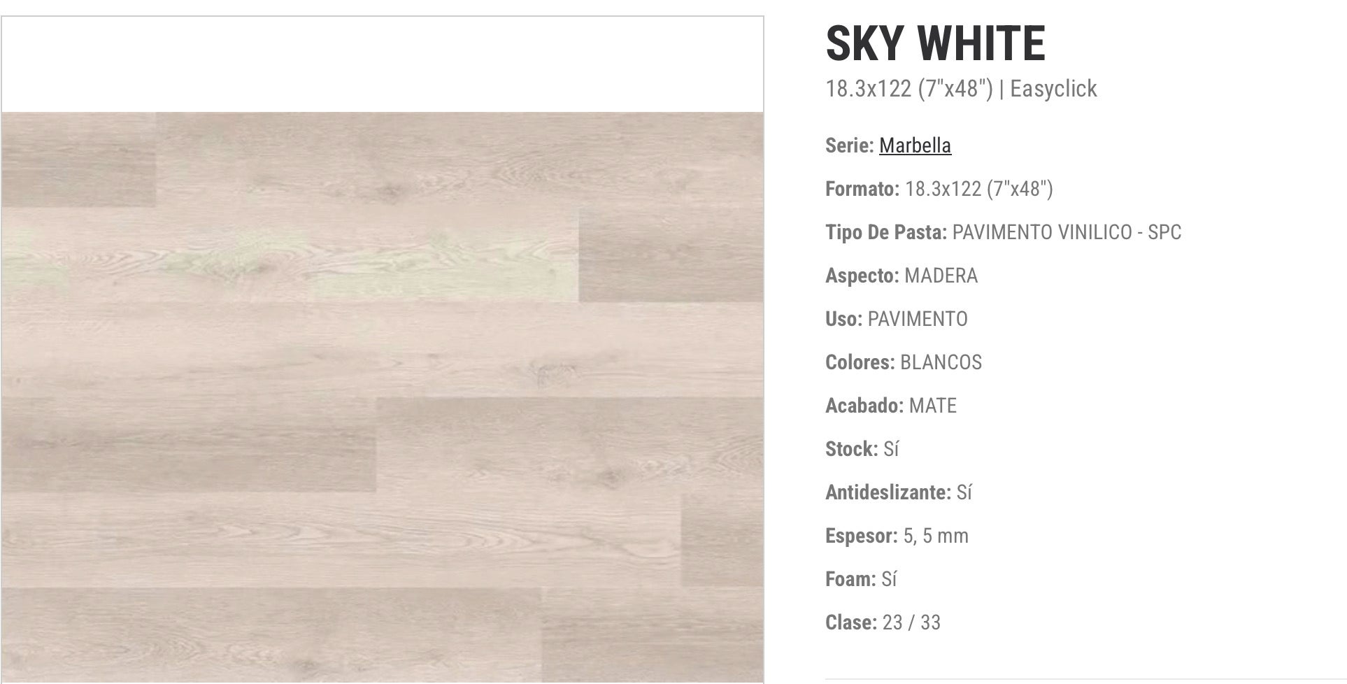 Suelo vinílico SPC Easy Click MARBELLA OAK NATURE 18,3x122x4mm. +Foam 1,5mm./ (0,3mm.) (2.24 m²) - 7