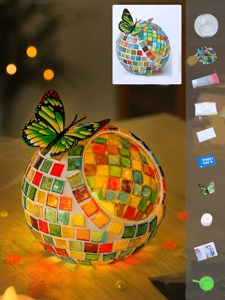 5X (Portacandele In Vetro A Mosaico/Portacandele Da Tè/Vaso/Portapenne