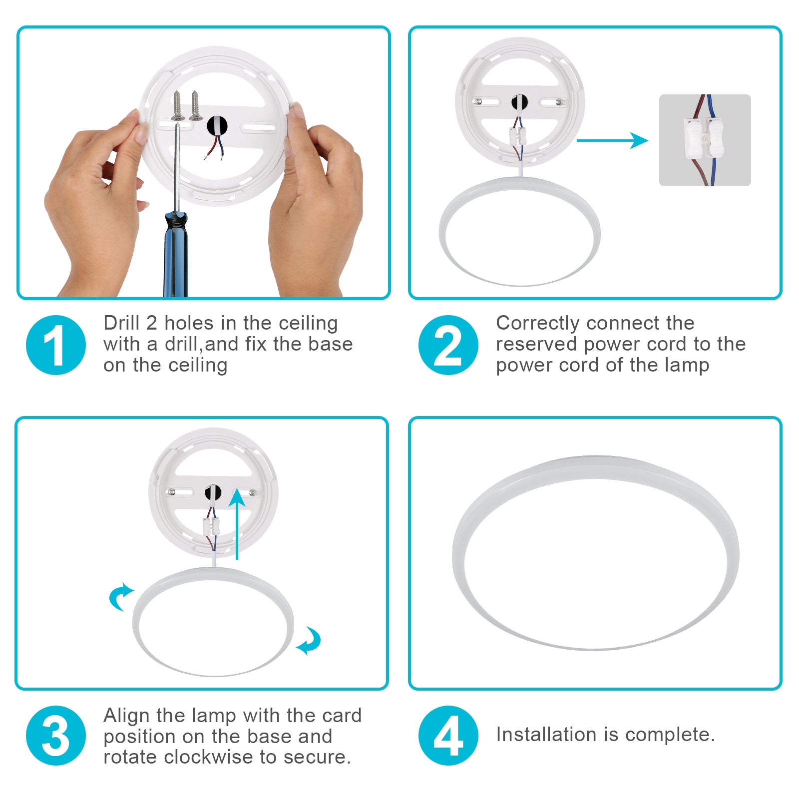 GOECO Lámpara de Techo LED Redonda Moderna, Blanca, 24W, Ø 30cm, 2400LM, Lámpara de Techo Impermeable IP54, 6000K - 9