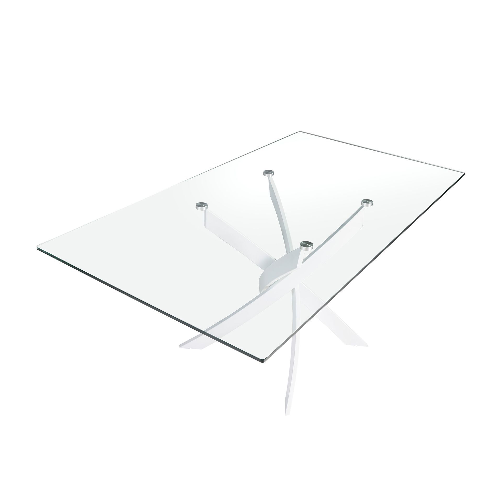 Mesa comedor rectangular cristal templado y acero blanco 160 x 95 x 75 - 7