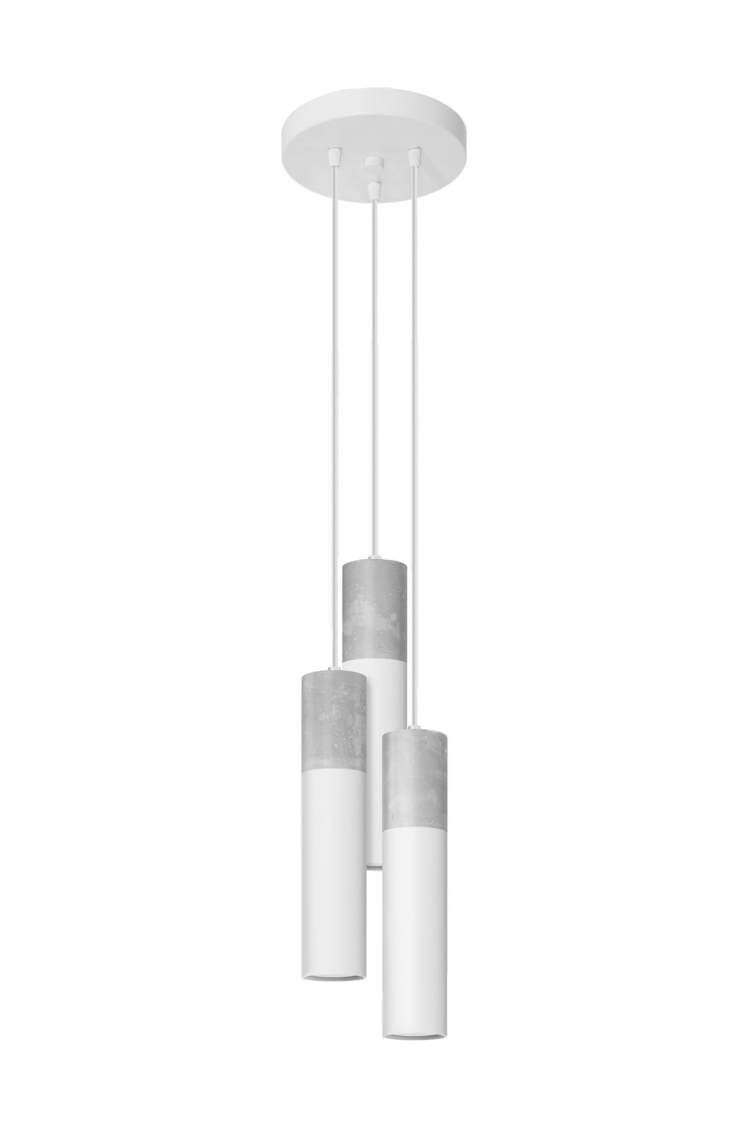 Lámpara colgante de 3 luces en blanco y gris ø 20 cm de metal y hormigón gu10 para mesa de comedor